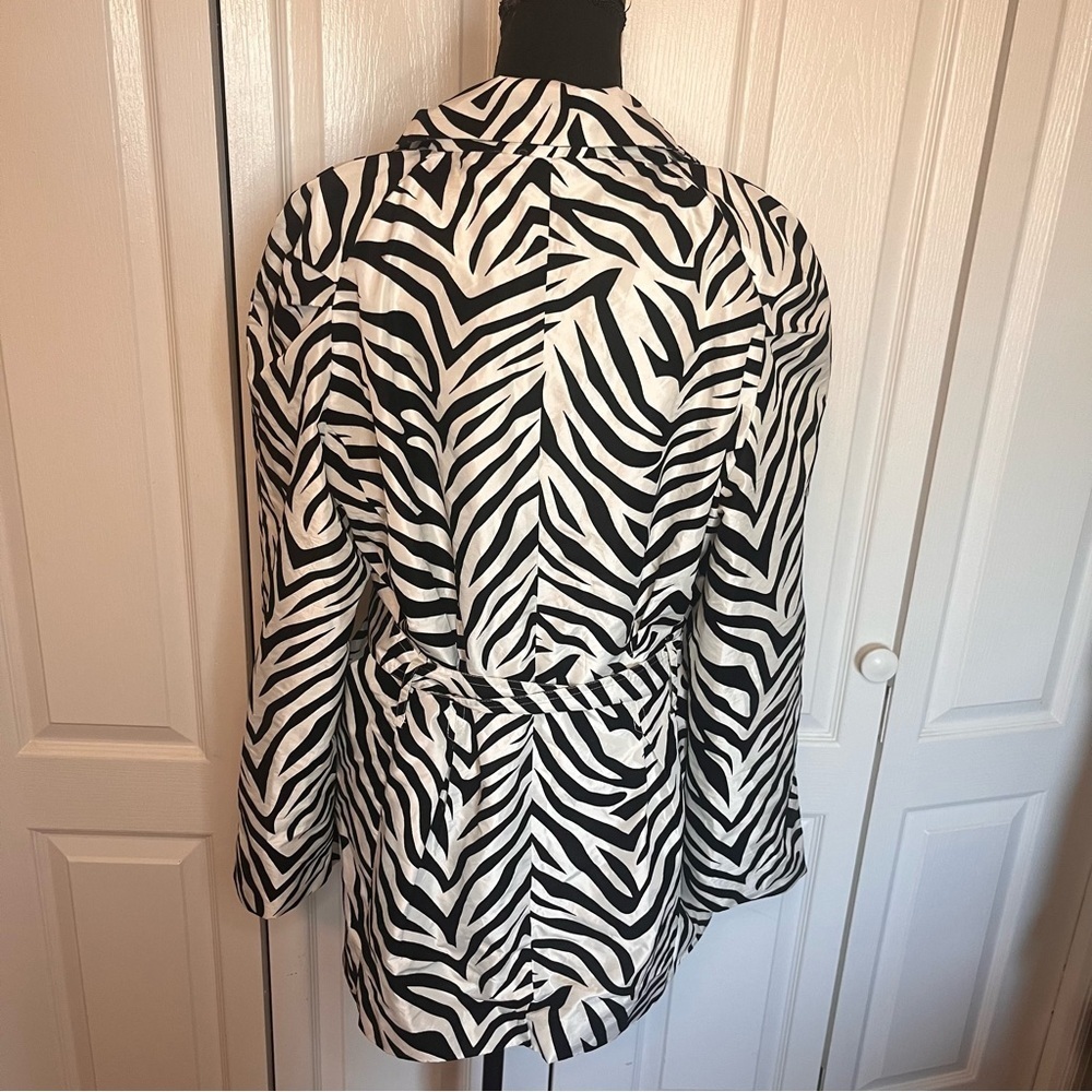 UBU PACK YOUR PERSONALITY Sz L RAINCOAT Zebra Striped Velvet Flocked Trench Tie - Picture 7 of 12